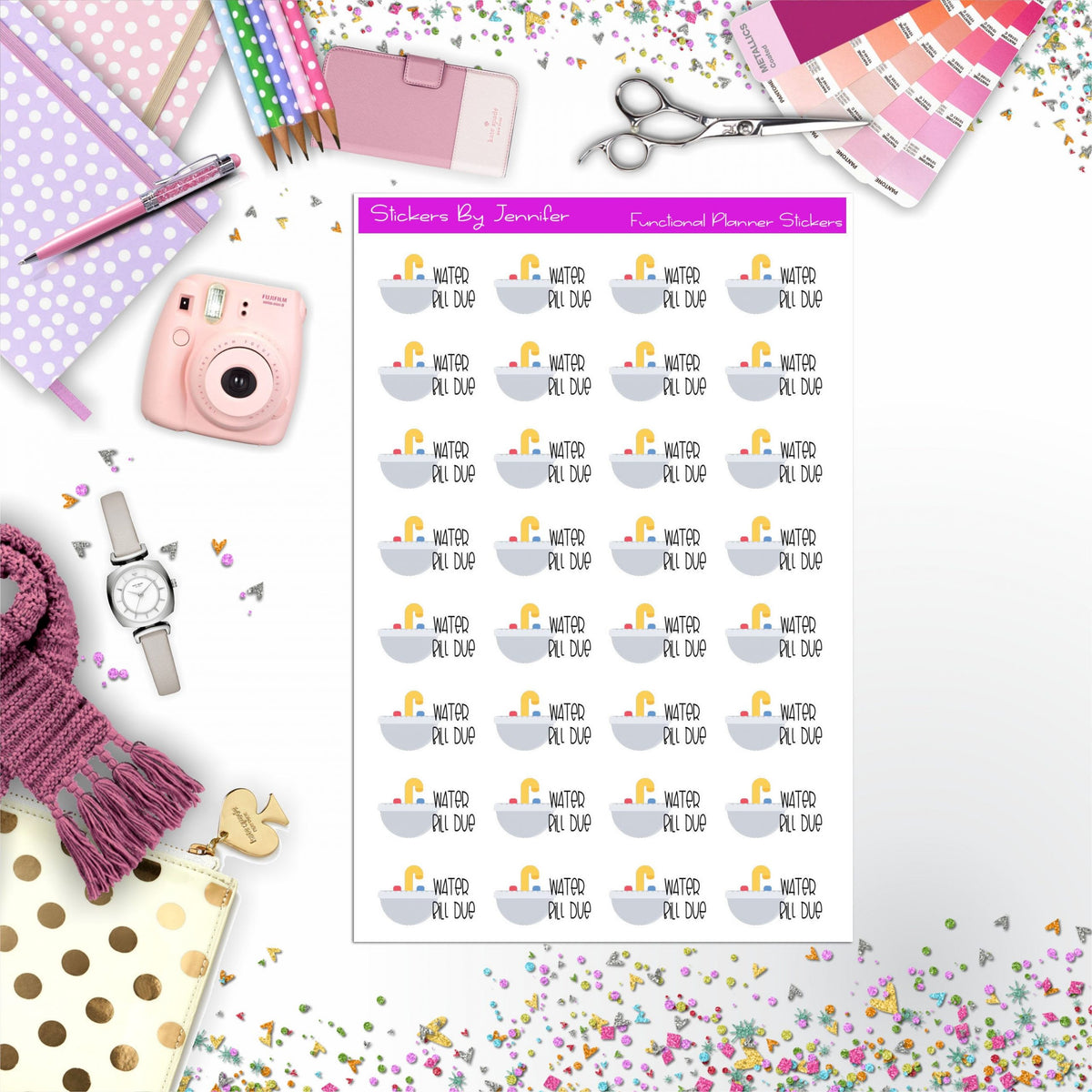 Water Bill Due  Planner Stickers