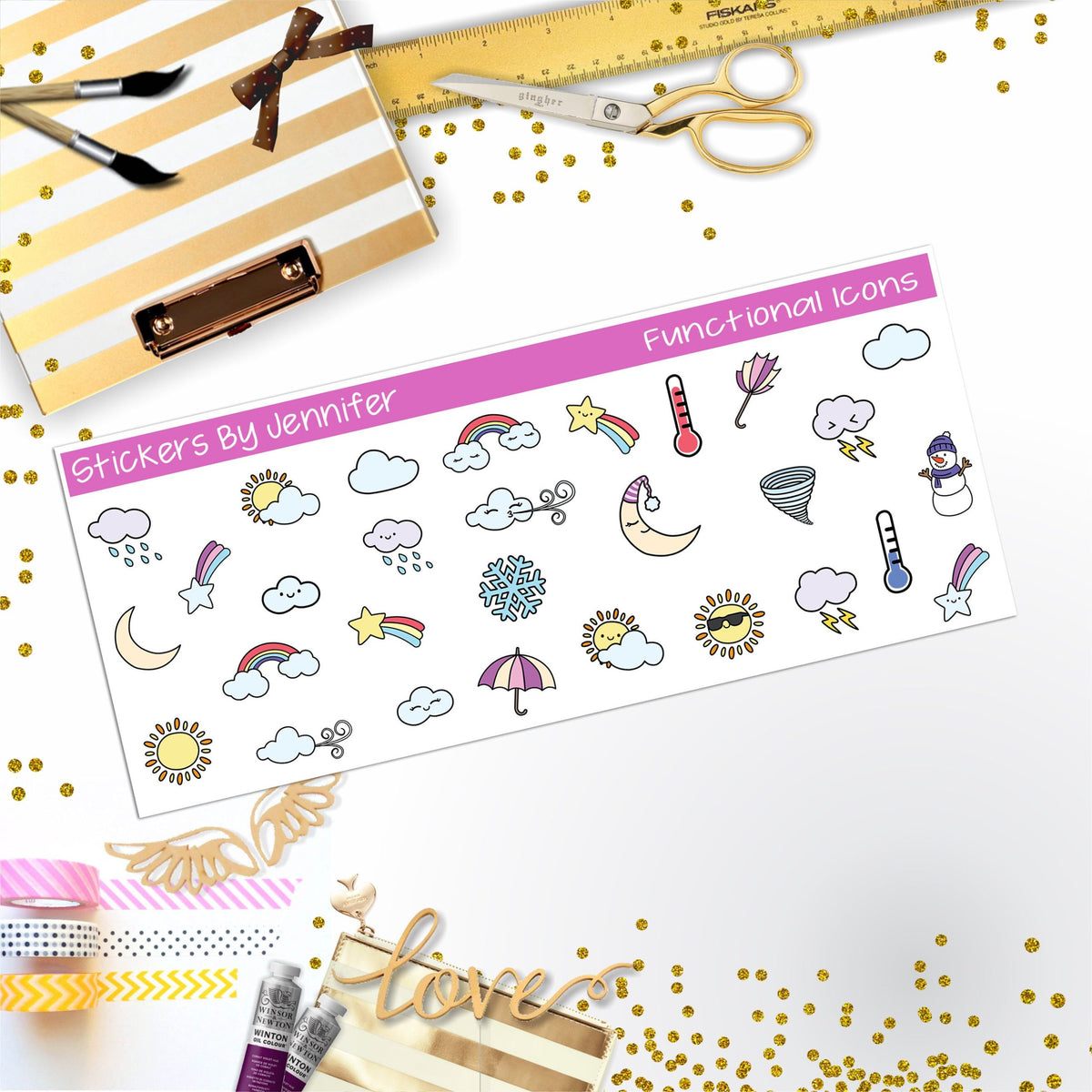 Weather Icons Planner Stickers, Bullet Journal Stickers, Functional Planner Stickers, Stationary Stickers