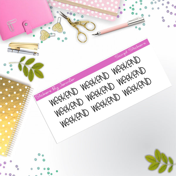 Weekend Script Stickers, Typography Stickers, Planner Stickers, Journal Stickers, Functional Planner Stickers, Stationary Stickers