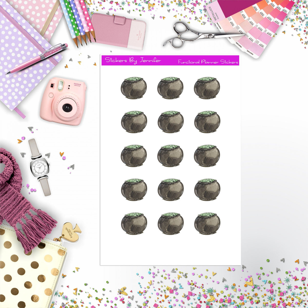Witch Pot Stickers, Planner Stickers, Journal Stickers, Functional Planner Stickers, Stationary Stickers