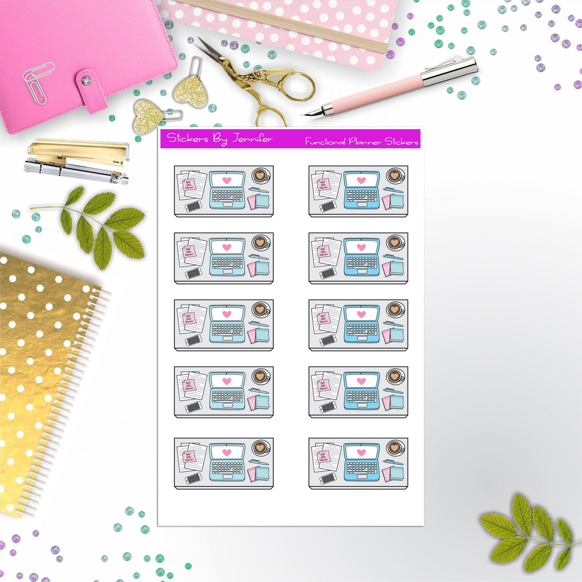 Work Desk Flat lay Planner Stickers