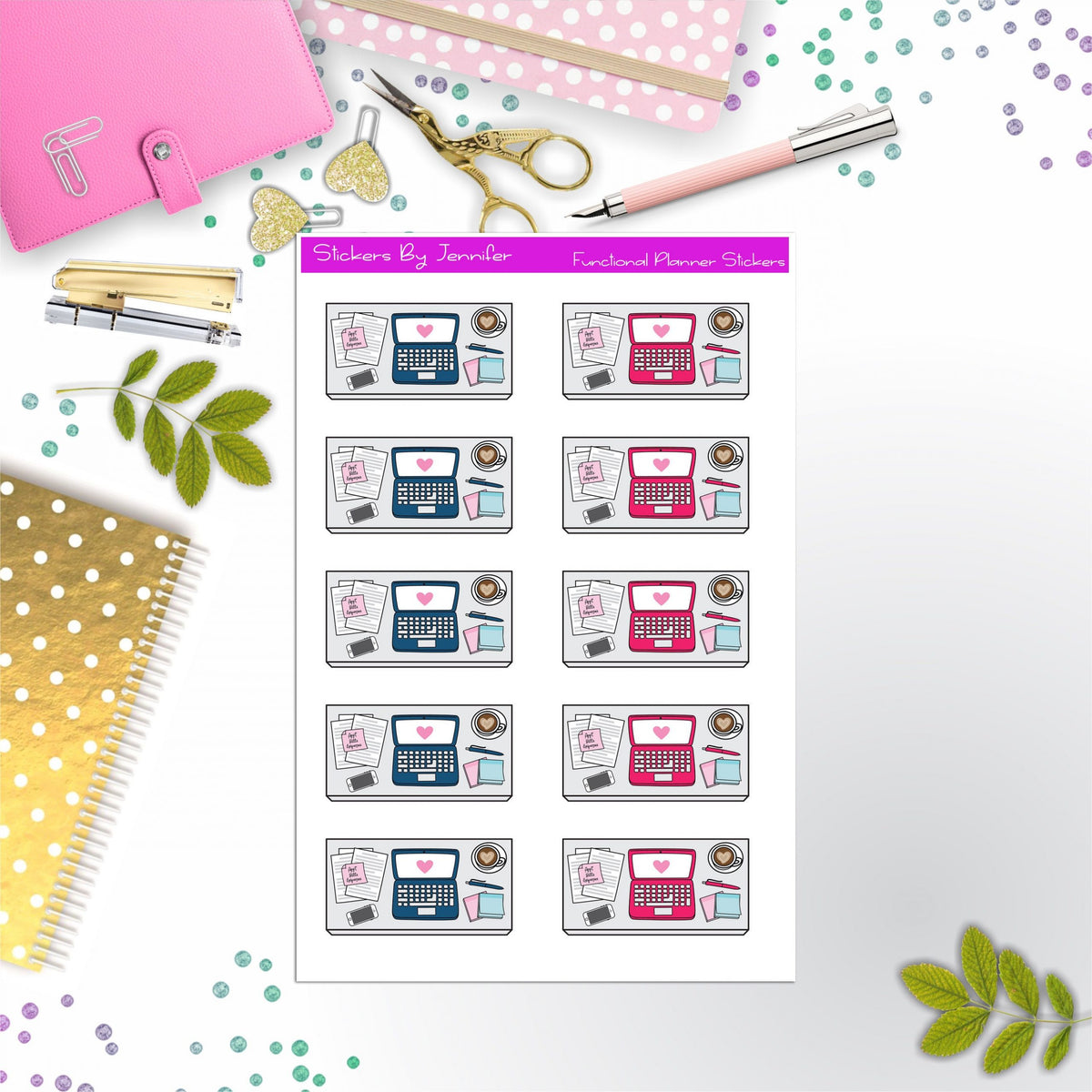 Work Desk Flat lay Planner Stickers