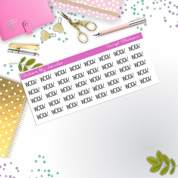 Work Script Stickers, Typography Stickers, Planner Stickers