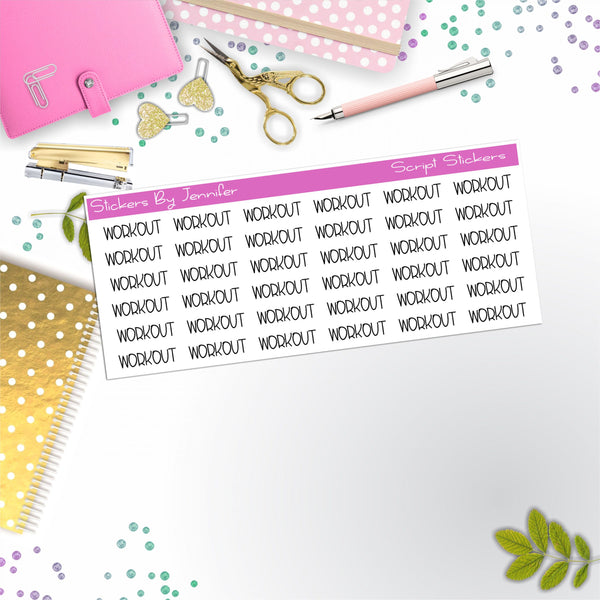 Workout Script Stickers, Typography Stickers, Planner Stickers