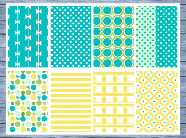 Yellow Green Patterns Full Box Planner Stickers, Big Happy Planner, Erin Condren, Classic Happy Planner