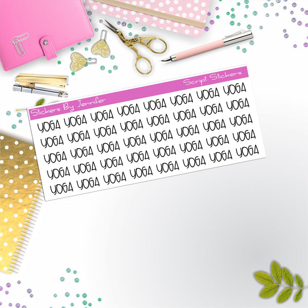 Yoga Script Stickers, Typography Stickers, Planner Stickers