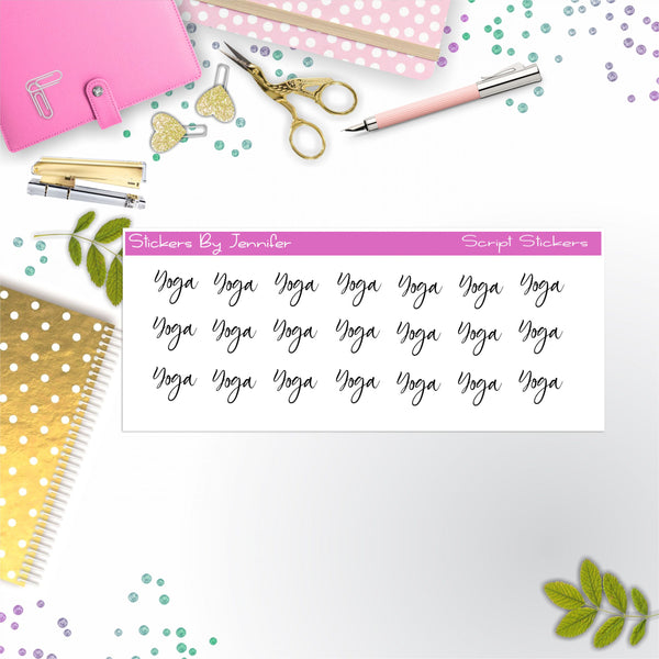 Yoga Script Stickers, Typography Stickers, Planner Stickers, Journal Stickers, Functional Planner Stickers, Stationary Stickers