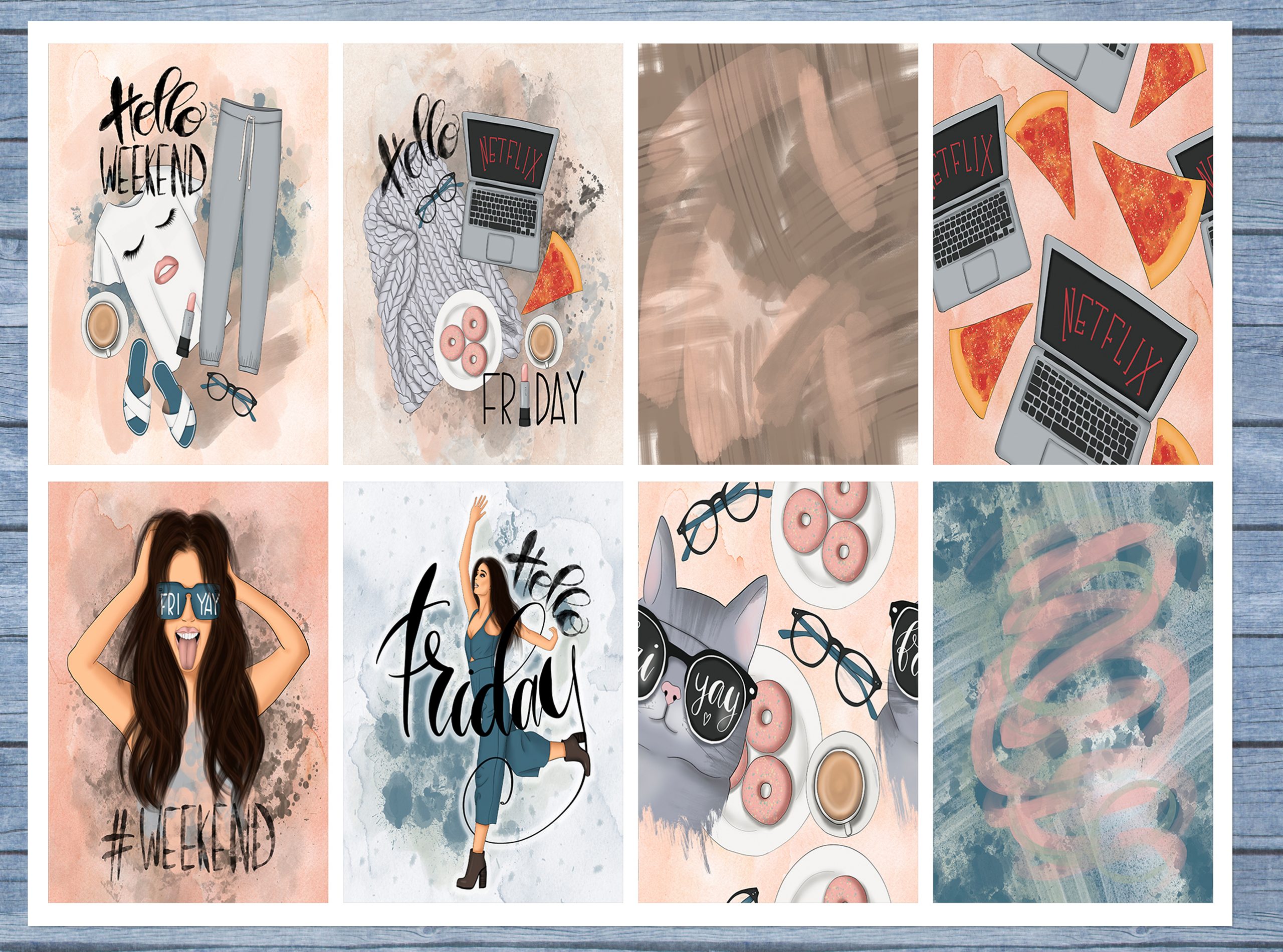 Hello Weekend Full Box Planner Stickers, Big Happy Planner, Erin Condren, Classic Happy Planner