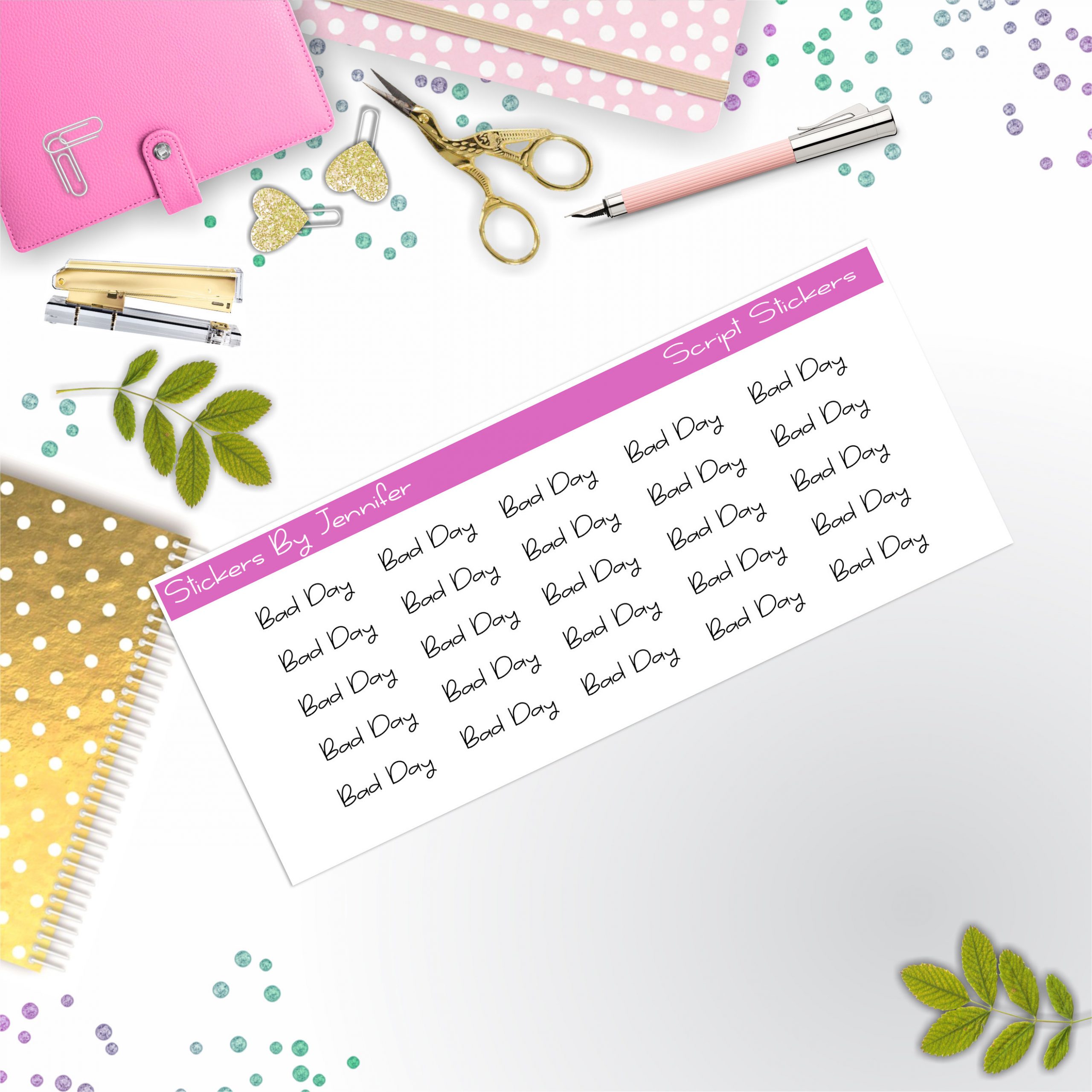Bad Day Script Stickers, Typography Stickers, Planner Stickers, Journal Stickers, Functional Planner Stickers, Stationary Stickers