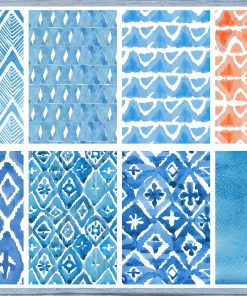 Blue Orange Patterns Full Box Planner Stickers, Big Happy Planner, Erin Condren, Classic Happy Planner