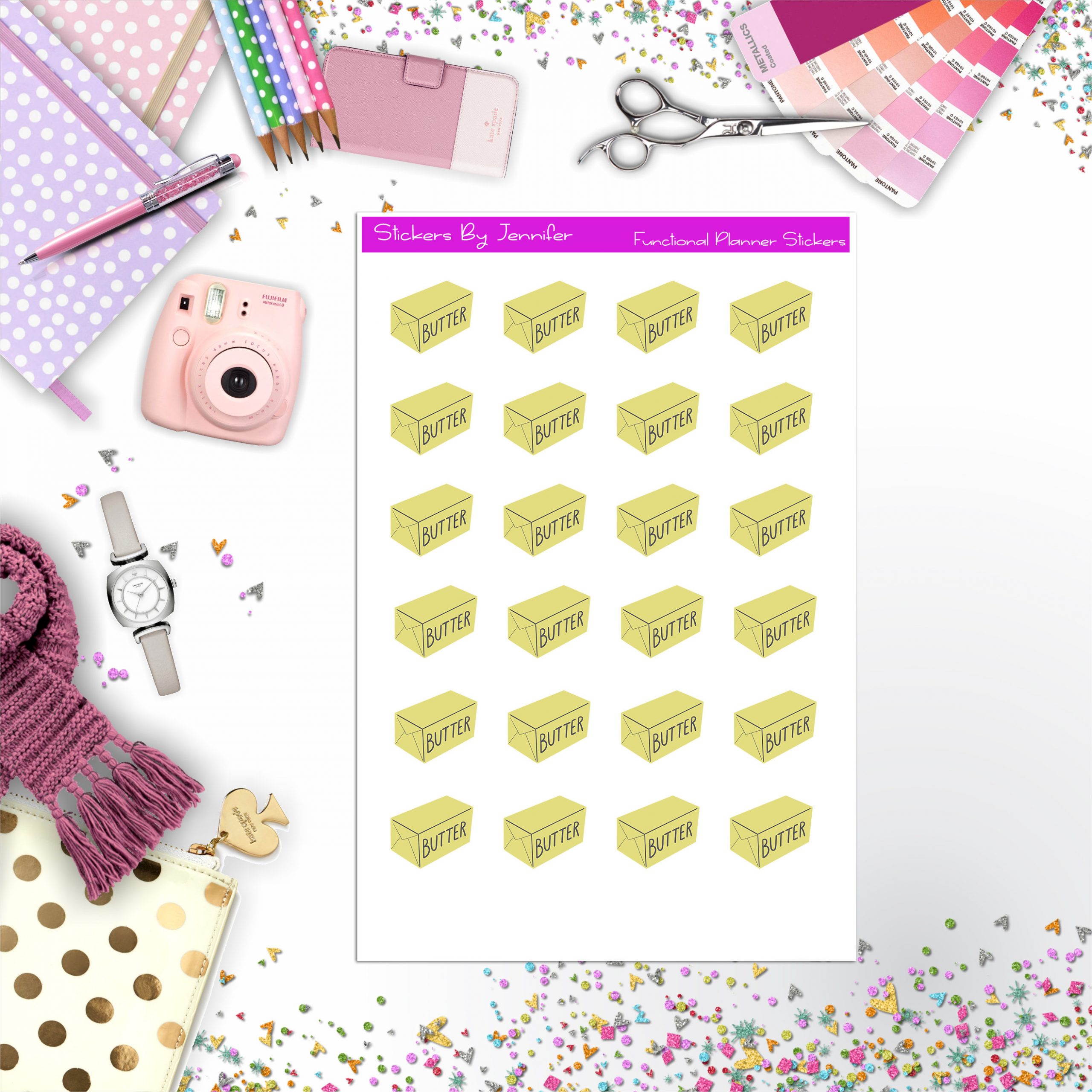 Butter Stickers, Planner Stickers, Journal Stickers, Functional Planner Stickers, Stationary Stickers