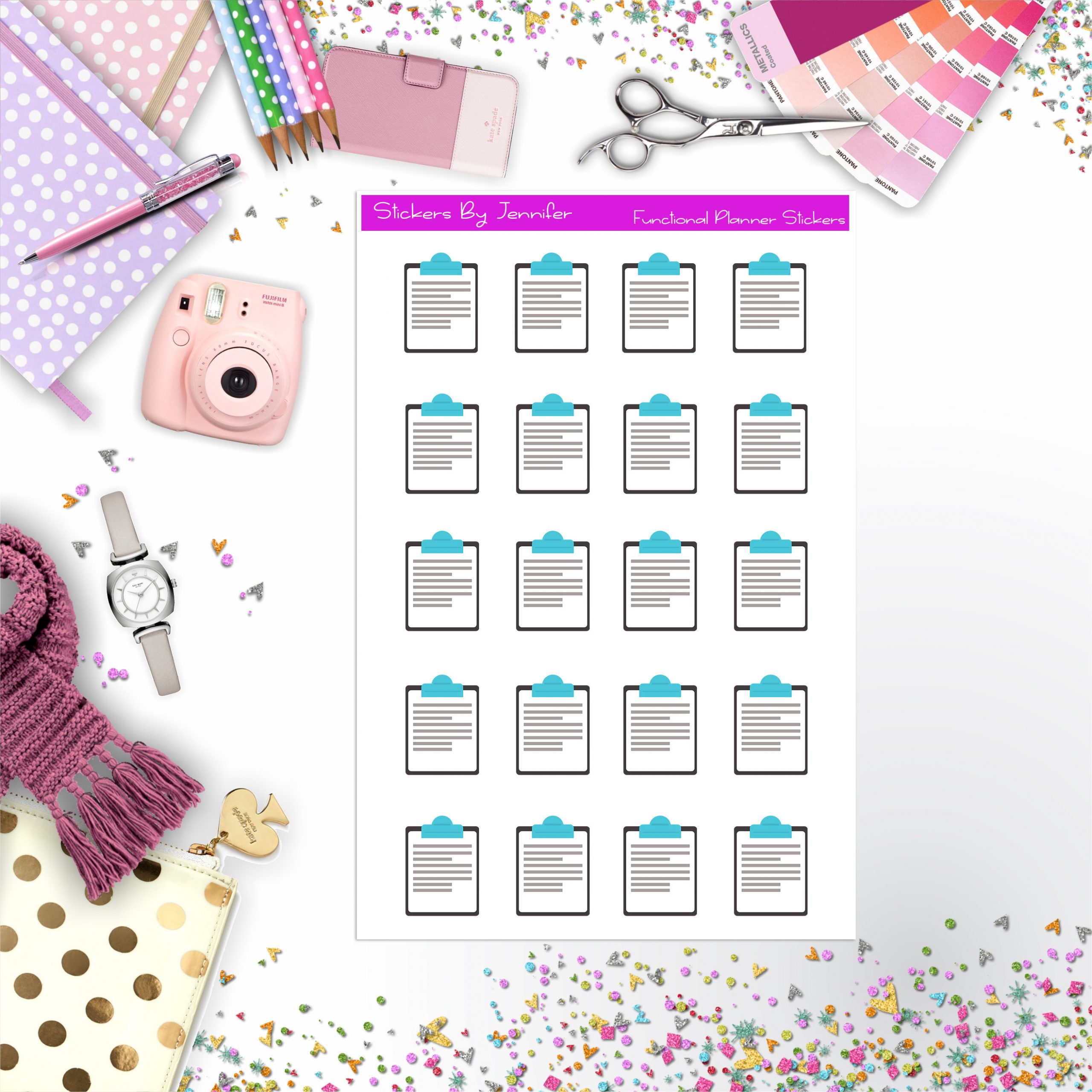 Clipboard Stickers, Planner Stickers, Journal Stickers, Functional Planner Stickers, Stationary Stickers