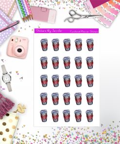 Coffee Cup Stickers, Planner Stickers, Journal Stickers, Functional Planner Stickers, Stationary Stickers