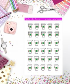 Coffee Cup Stickers, Planner Stickers, Journal Stickers, Functional Planner Stickers, Stationary Stickers