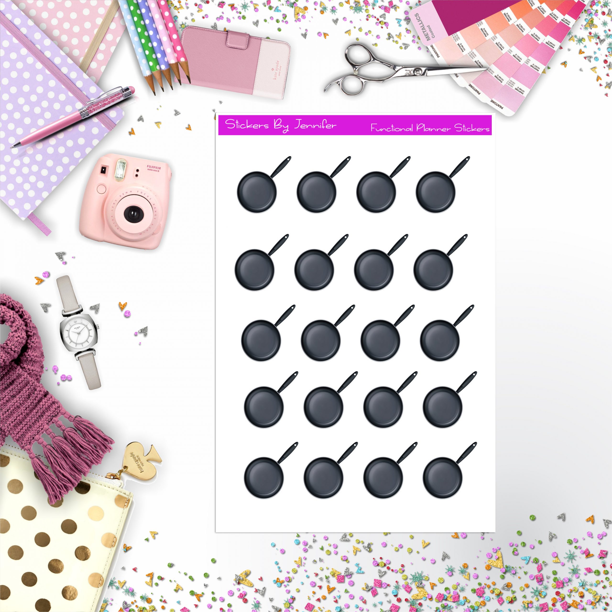 Cooking Pan Stickers, Planner Stickers, Journal Stickers, Functional Planner Stickers, Stationary Stickers