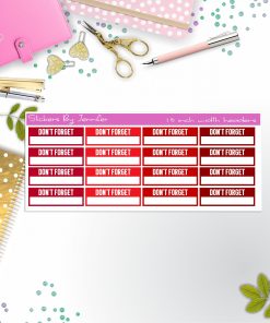 Don't Forget Quarter Boxes  Planner Stickers, Journal Stickers, Functional Planner Stickers, Stationary Stickers