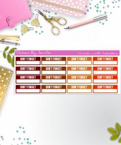 Don't Forget Quarter Boxes  Planner Stickers, Journal Stickers, Functional Planner Stickers, Stationary Stickers