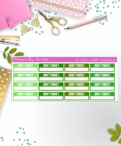 Don't Forget Quarter Boxes  Planner Stickers, Journal Stickers, Functional Planner Stickers, Stationary Stickers