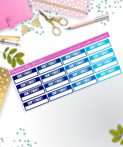Don't Forget Quarter Boxes  Planner Stickers, Journal Stickers, Functional Planner Stickers, Stationary Stickers