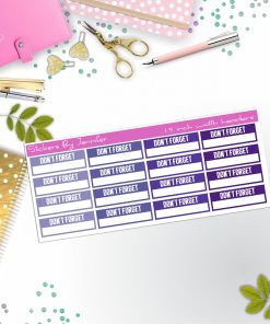 Don't Forget Quarter Boxes  Planner Stickers, Journal Stickers, Functional Planner Stickers, Stationary Stickers