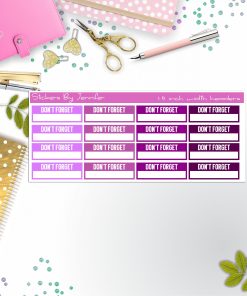 Don't Forget Quarter Boxes  Planner Stickers, Journal Stickers, Functional Planner Stickers, Stationary Stickers