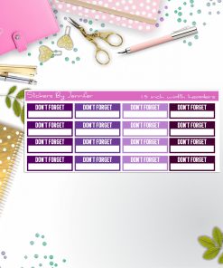 Don't Forget Quarter Boxes  Planner Stickers, Journal Stickers, Functional Planner Stickers, Stationary Stickers