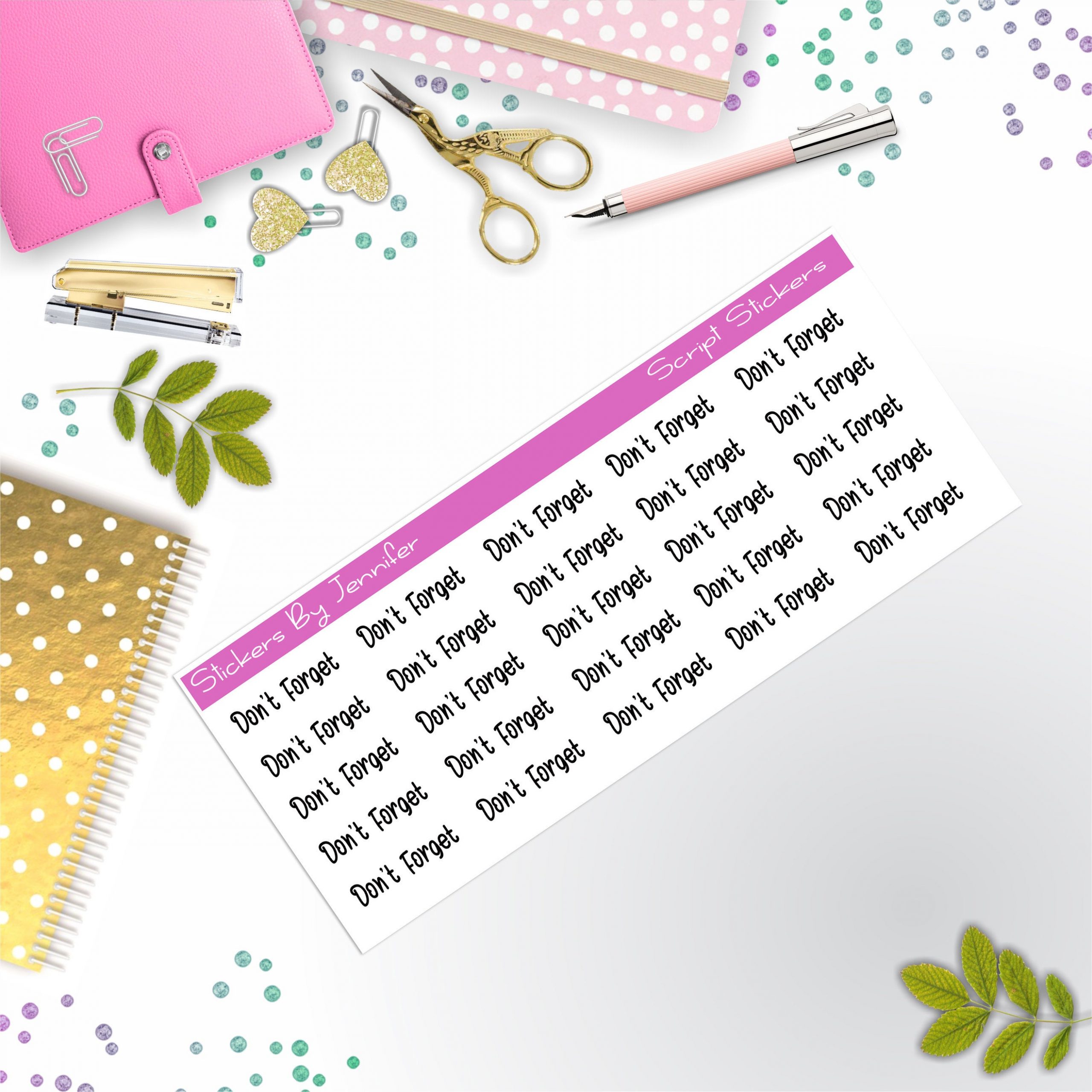Don't Forget Script Stickers, Typography Stickers, Planner Stickers, Journal Stickers, Functional Planner Stickers, Stationary Stickers