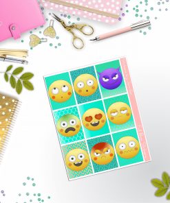 Emojis Full Box Planner Stickers, Big Happy Planner, Erin Condren, Classic Happy Planner, Mini Happy Planner