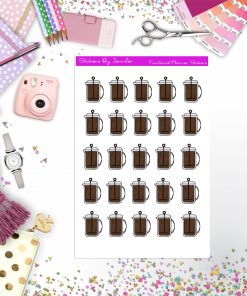 French Press Stickers, Planner Stickers, Journal Stickers, Functional Planner Stickers, Stationary Stickers