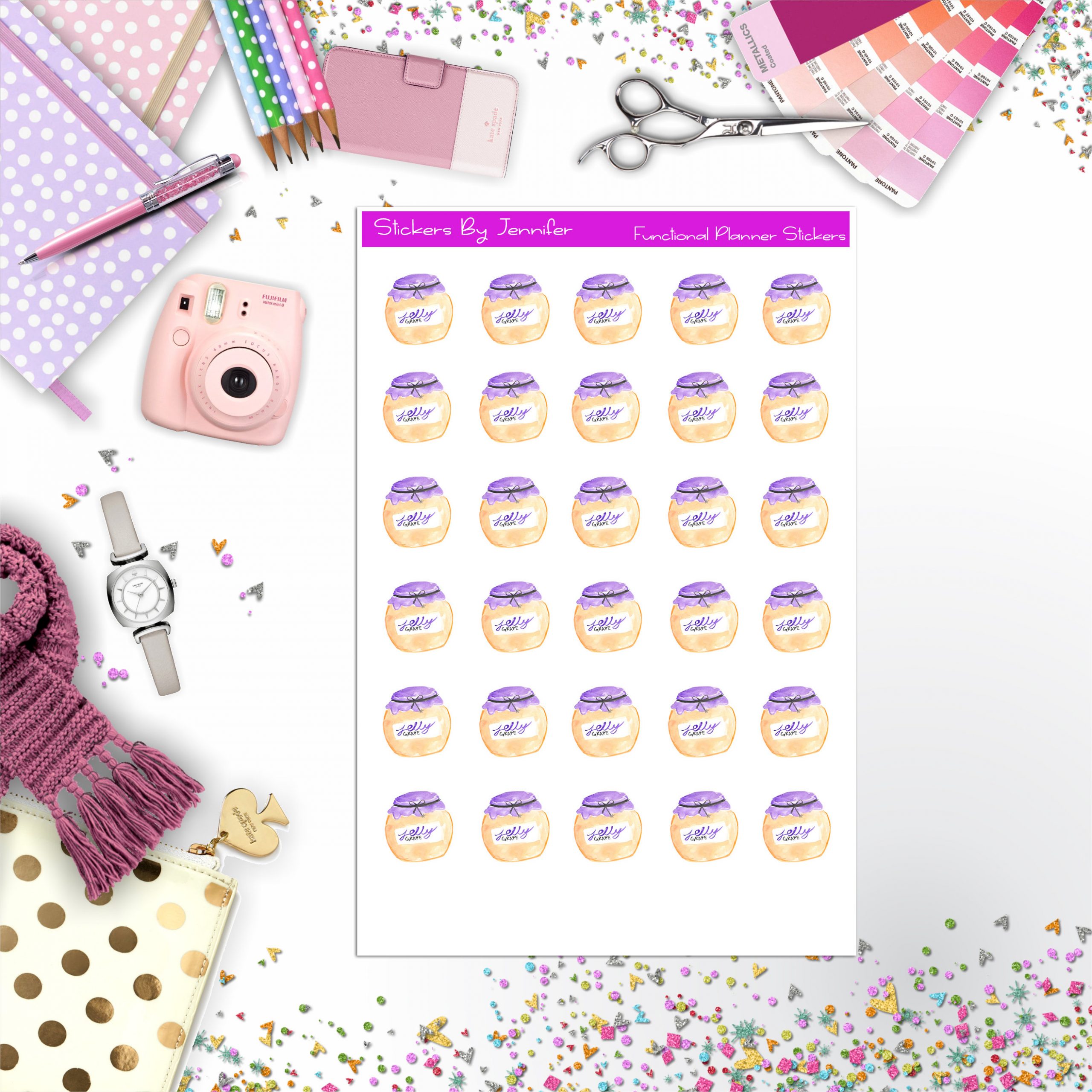 Grape Jelly Stickers, Planner Stickers, Journal Stickers, Functional Planner Stickers, Stationary Stickers