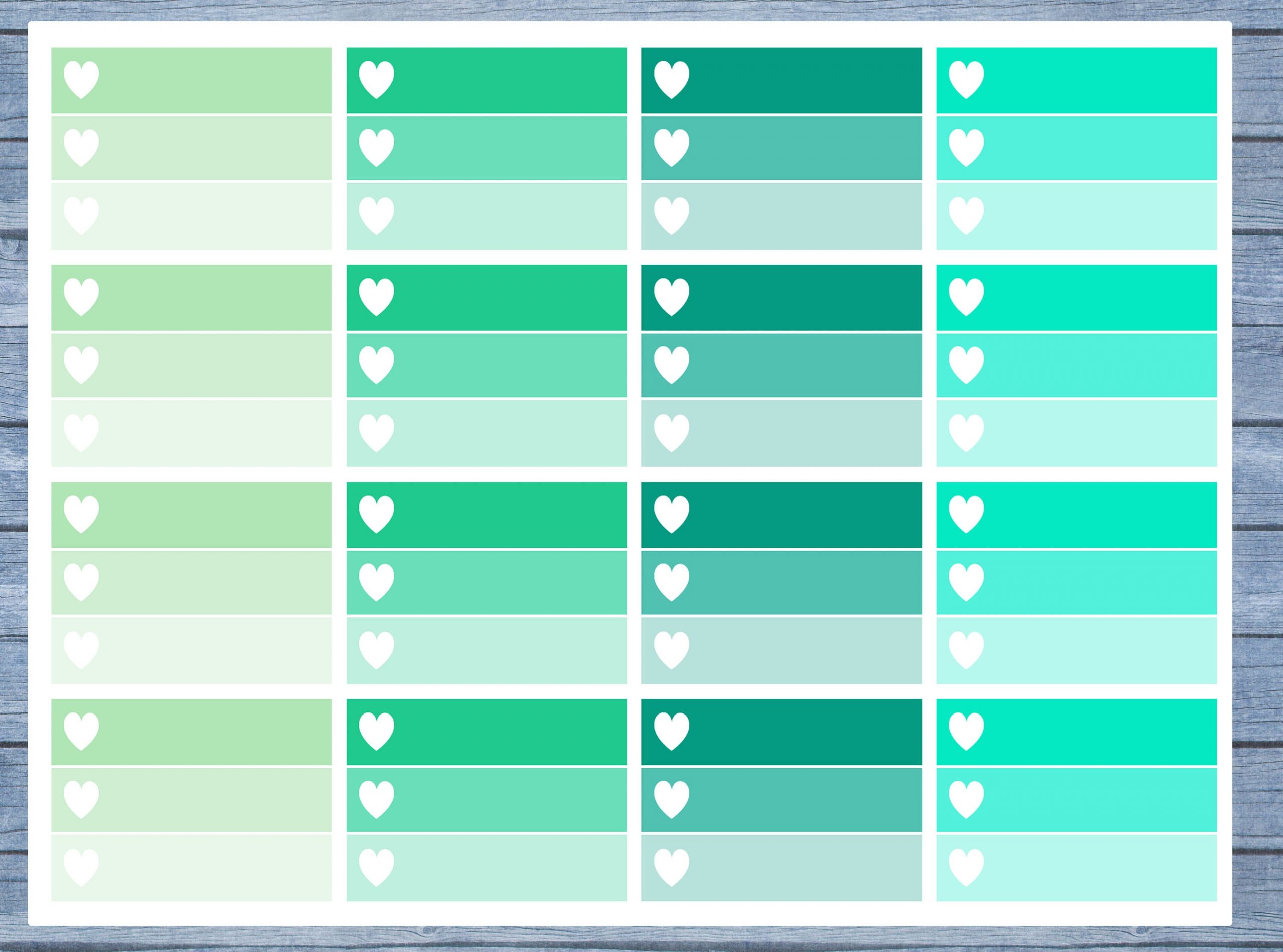 Half Box Planner Stickers, Ombre Half Box Planner Stickers, Planner Stickers, Ombre Heart Stickers, Personal Planner Stickers 007