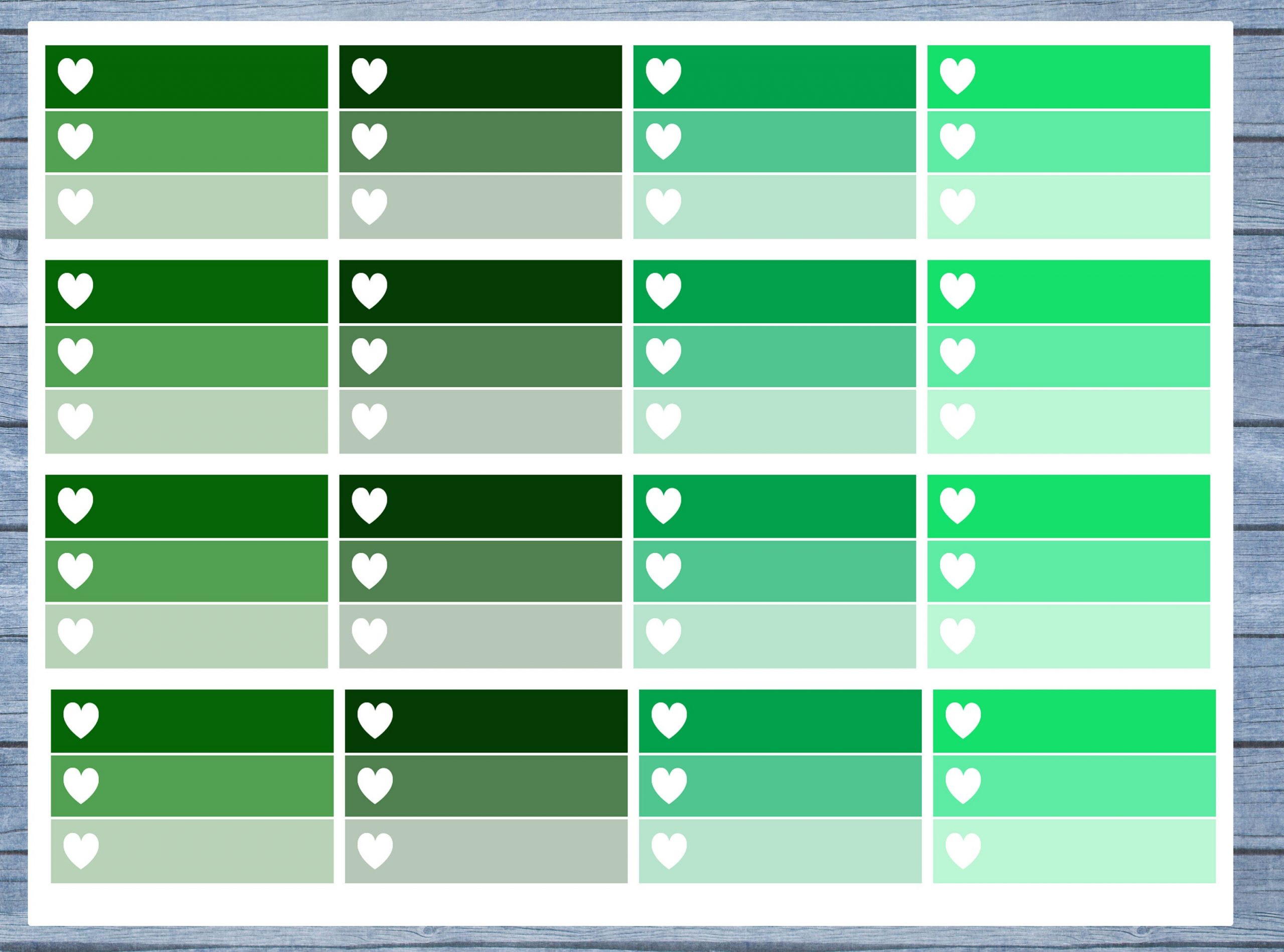 Half Box Planner Stickers, Ombre Half Box Planner Stickers, Planner Stickers, Ombre Heart Stickers, Personal Planner Stickers 008