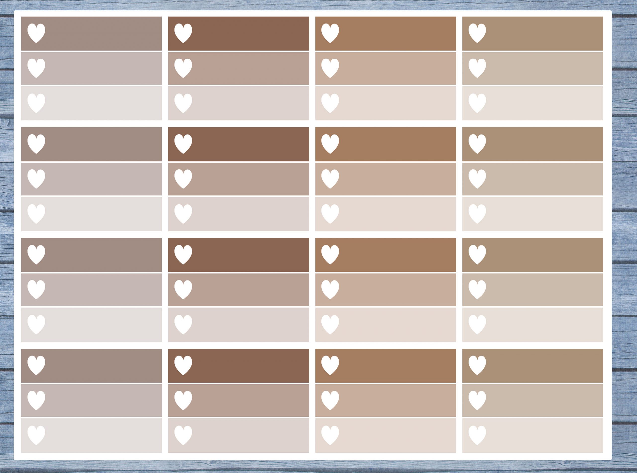 Half Box Planner Stickers, Ombre Half Box Planner Stickers, Planner Stickers, Ombre Heart Stickers, Personal Planner Stickers 025