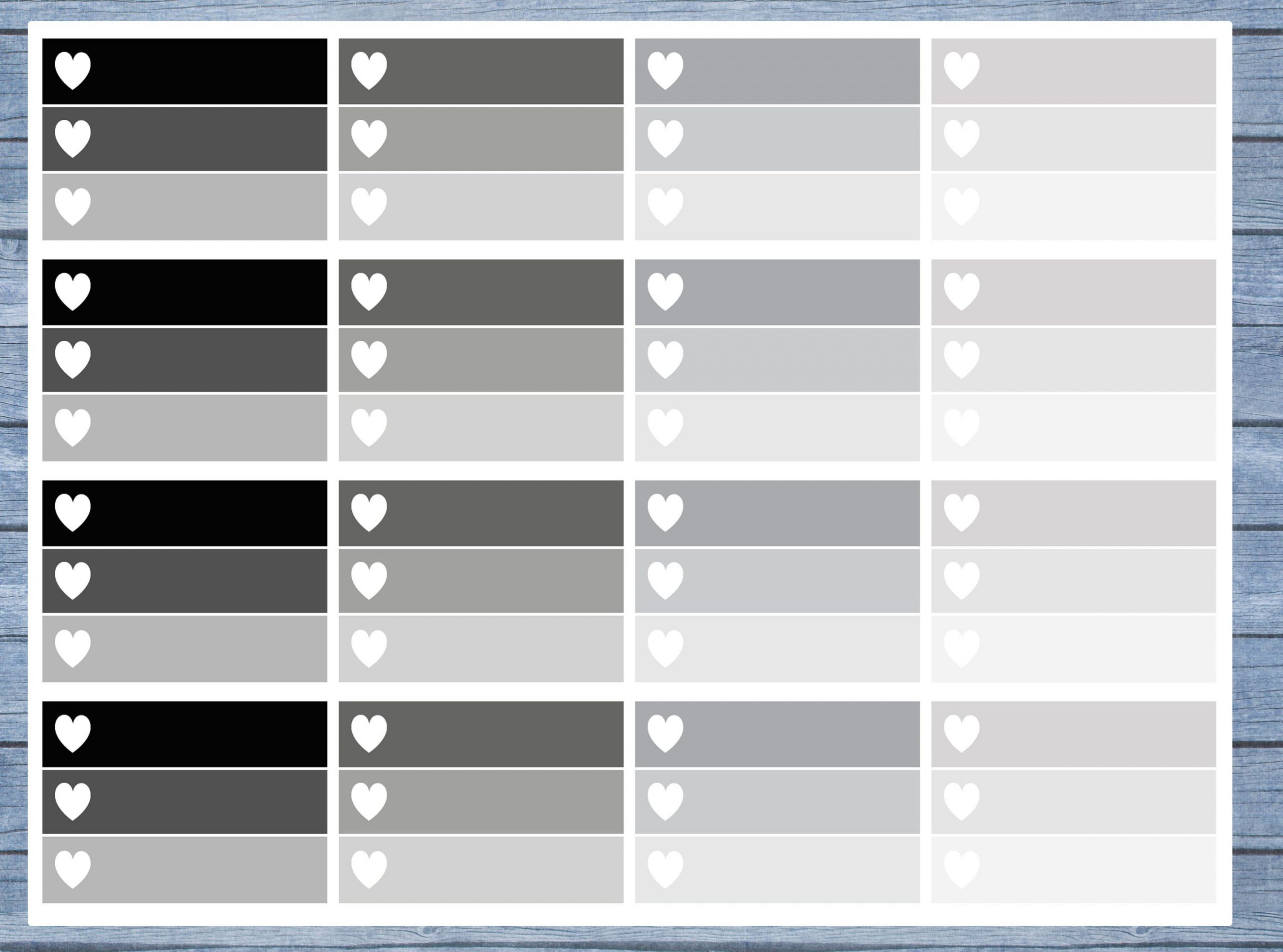 Half Box Planner Stickers, Ombre Half Box Planner Stickers, Planner Stickers, Ombre Heart Stickers, Personal Planner Stickers 026