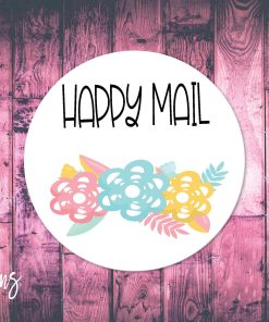 Happy Mail, Small Business Stickers, Circle Stickers, Stationary Stickers, Functional Planner Stickers, Envelope Stickers