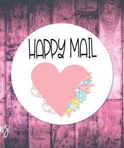 Happy Mail, Small Business Stickers, Circle Stickers, Stationary Stickers, Functional Planner Stickers, Envelope Stickers