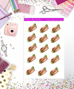 Hot Dog Watercolor Stickers, Planner Stickers, Journal Stickers, Functional Planner Stickers, Stationary Stickers