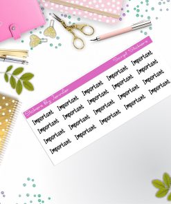 Important Script Stickers, Typography Stickers, Planner Stickers, Journal Stickers, Functional Planner Stickers, Stationary Stickers