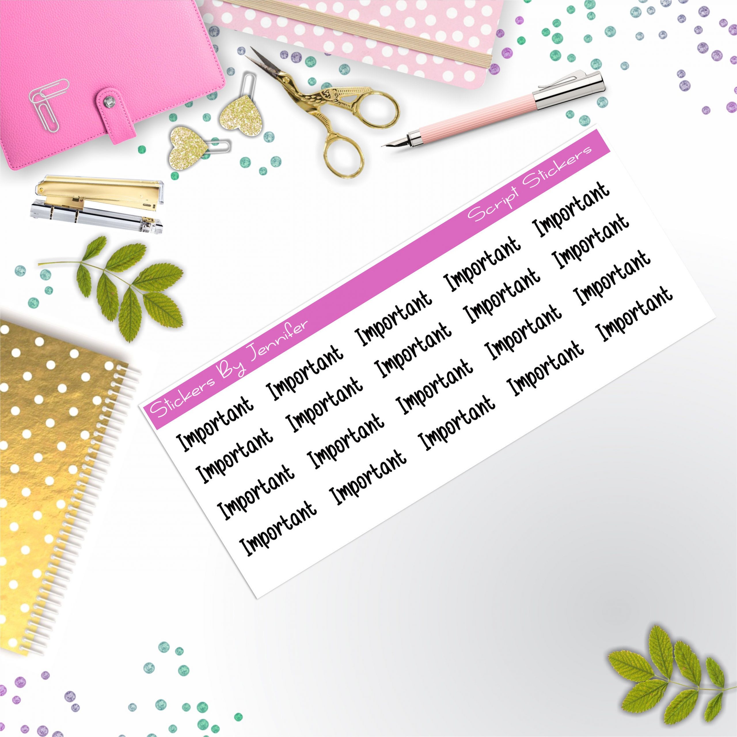 Important Script Stickers, Typography Stickers, Planner Stickers, Journal Stickers, Functional Planner Stickers, Stationary Stickers
