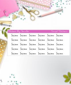 Income Script Stickers, Typography Stickers, Planner Stickers, Journal Stickers, Functional Planner Stickers, Stationary Stickers