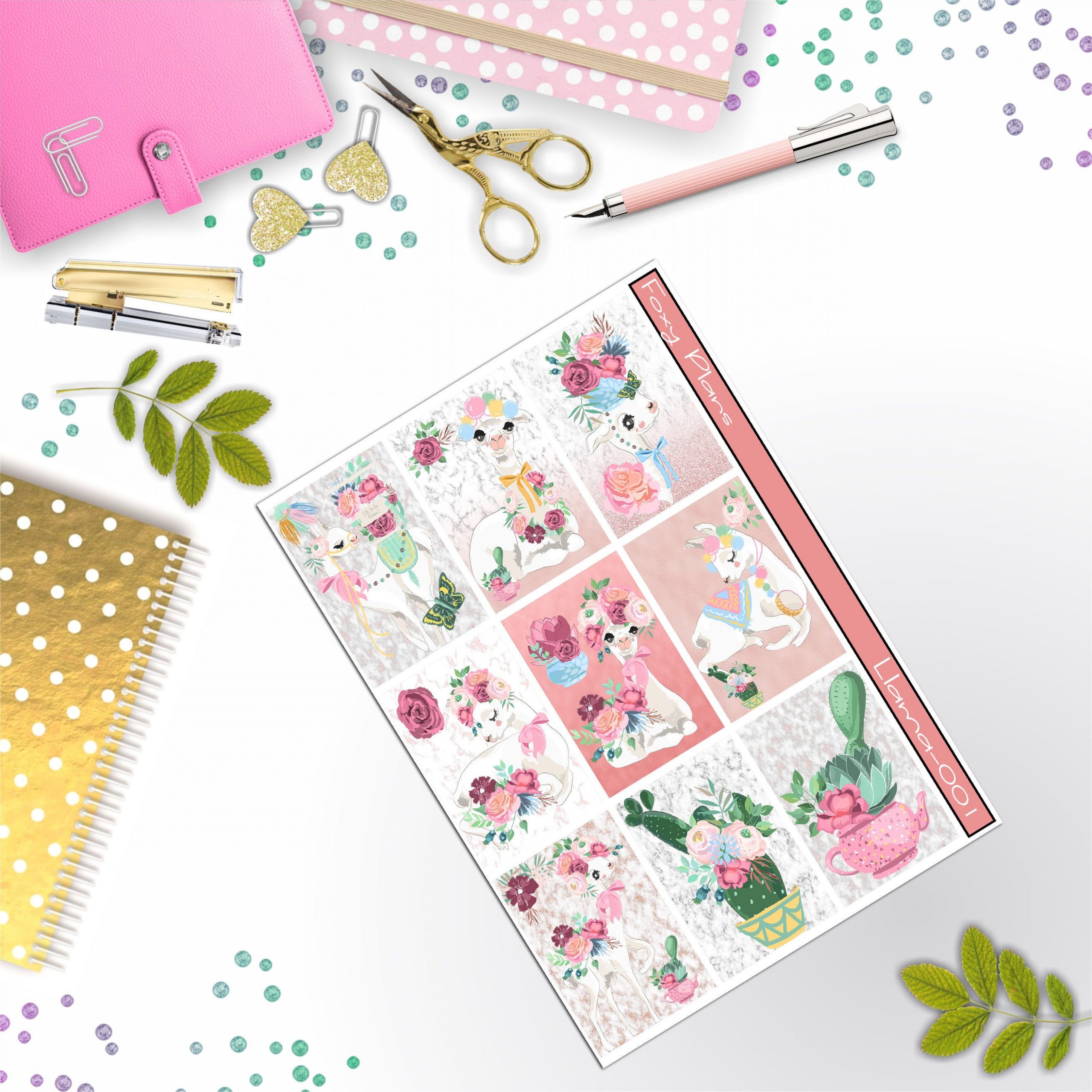 Llama Full Box Planner Stickers, Big Happy Planner, Erin Condren, Classic Happy Planner