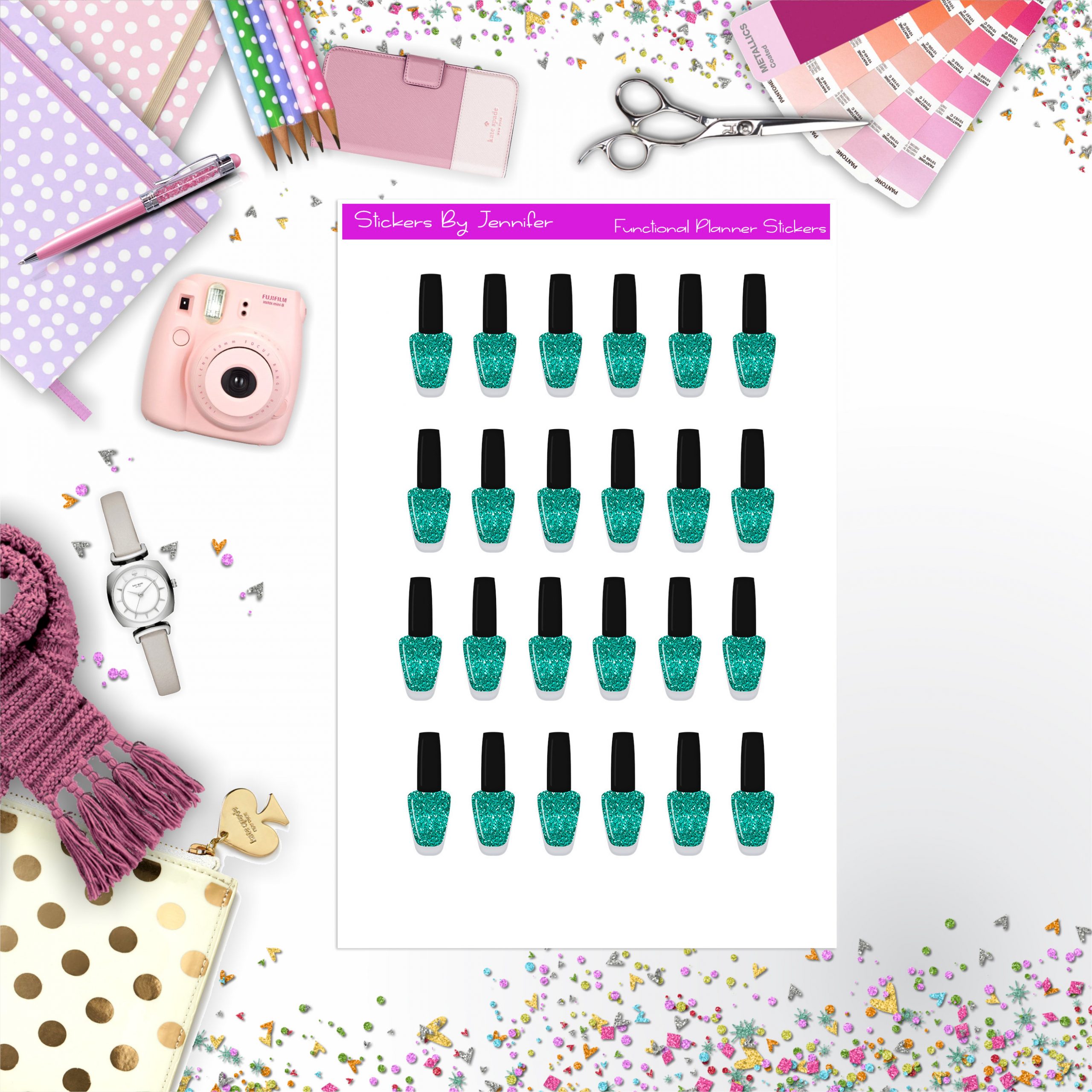 Nail Polish, Planner Stickers, Journal Stickers, Functional Planner Stickers, Stationary Stickers