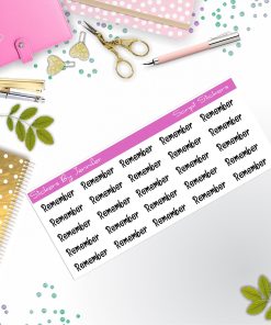 Remember Script Stickers, Typography Stickers, Planner Stickers, Journal Stickers, Functional Planner Stickers, Stationary Stickers