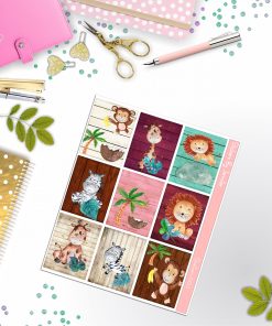 Safari Full Box Planner Stickers, Big Happy Planner, Erin Condren, Classic Happy Planner