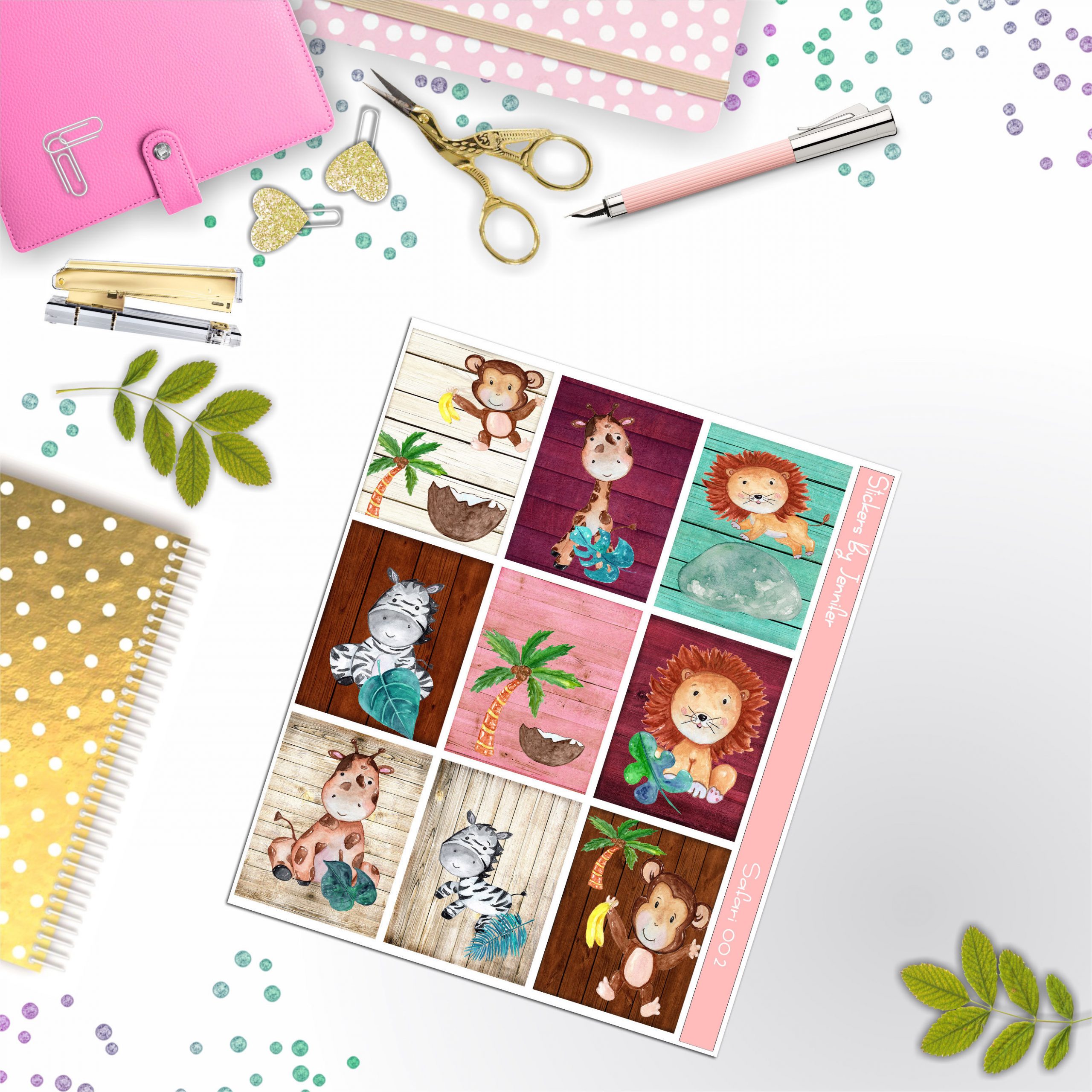 Safari Full Box Planner Stickers, Big Happy Planner, Erin Condren, Classic Happy Planner