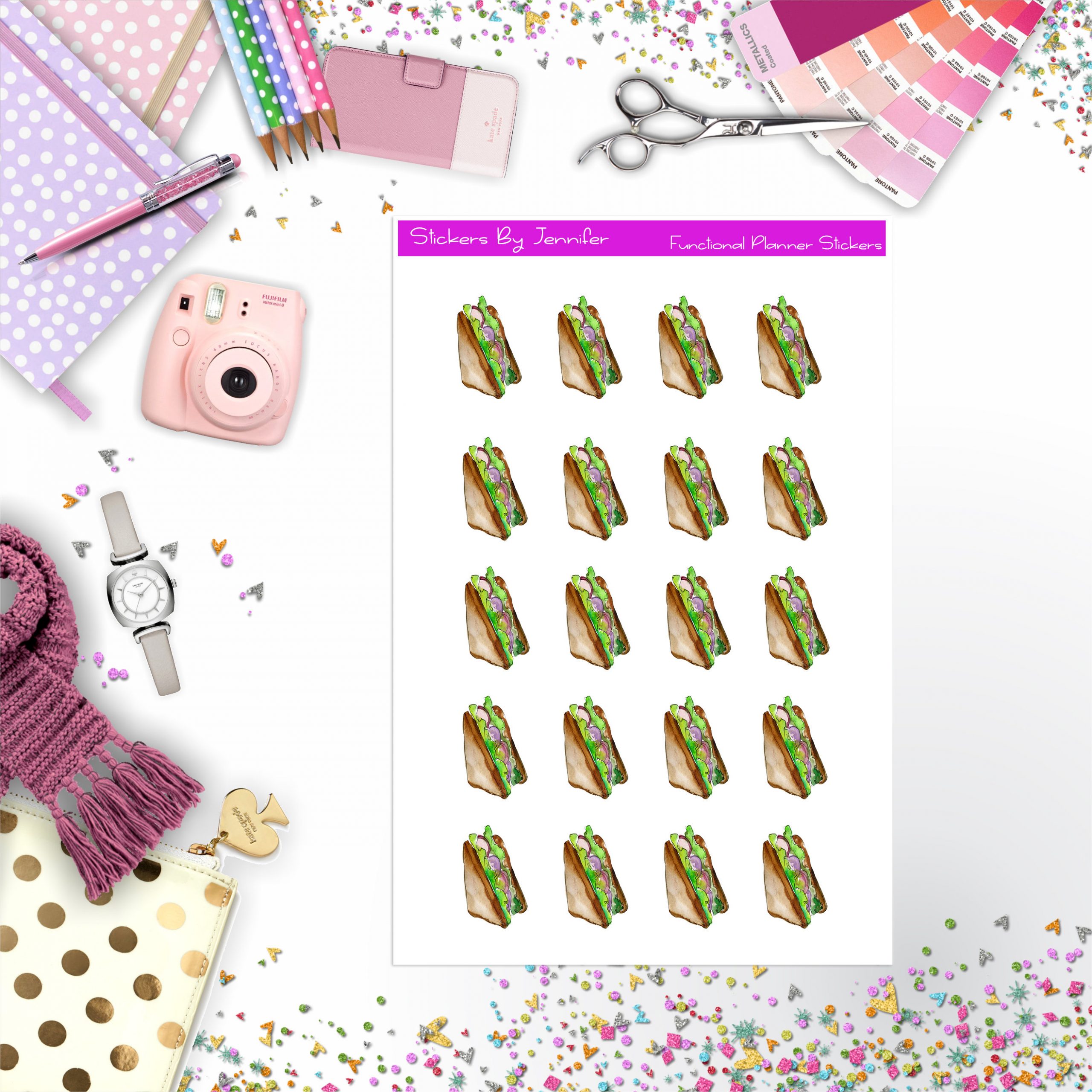Sandwich Stickers, Planner Stickers, Journal Stickers, Functional Planner Stickers, Stationary Stickers