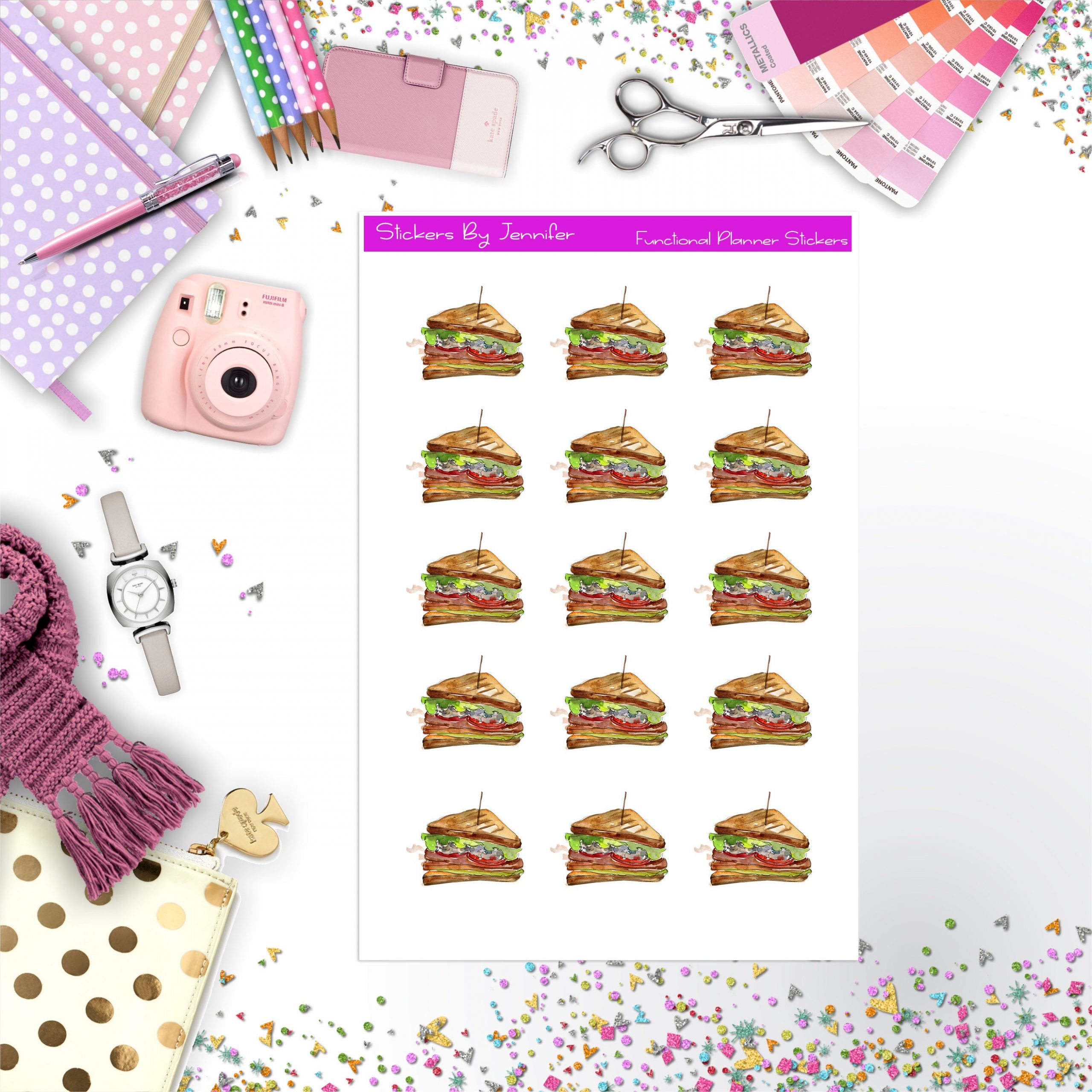 Sandwich Stickers, Planner Stickers, Journal Stickers, Functional Planner Stickers, Stationary Stickers