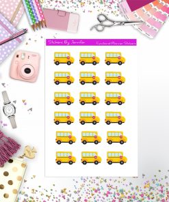 School Bus Stickers, Planner Stickers, Journal Stickers, Functional Planner Stickers, Stationary Stickers
