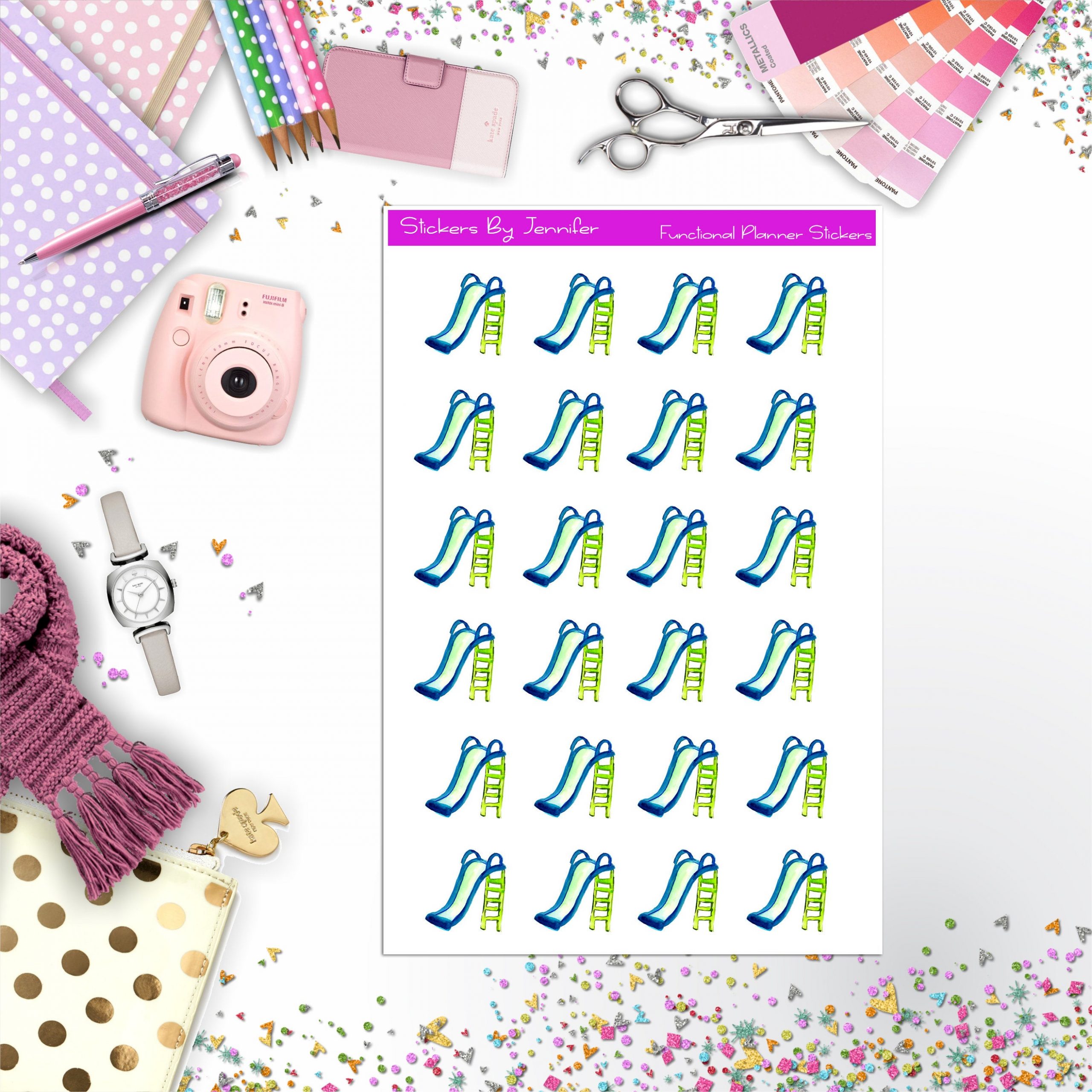 Slide Play Date Stickers, Planner Stickers, Journal Stickers, Functional Planner Stickers, Stationary Stickers