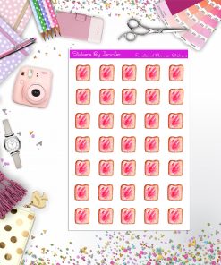 Toast and Strawberry Jam Stickers, Planner Stickers, Journal Stickers, Functional Planner Stickers, Stationary Stickers